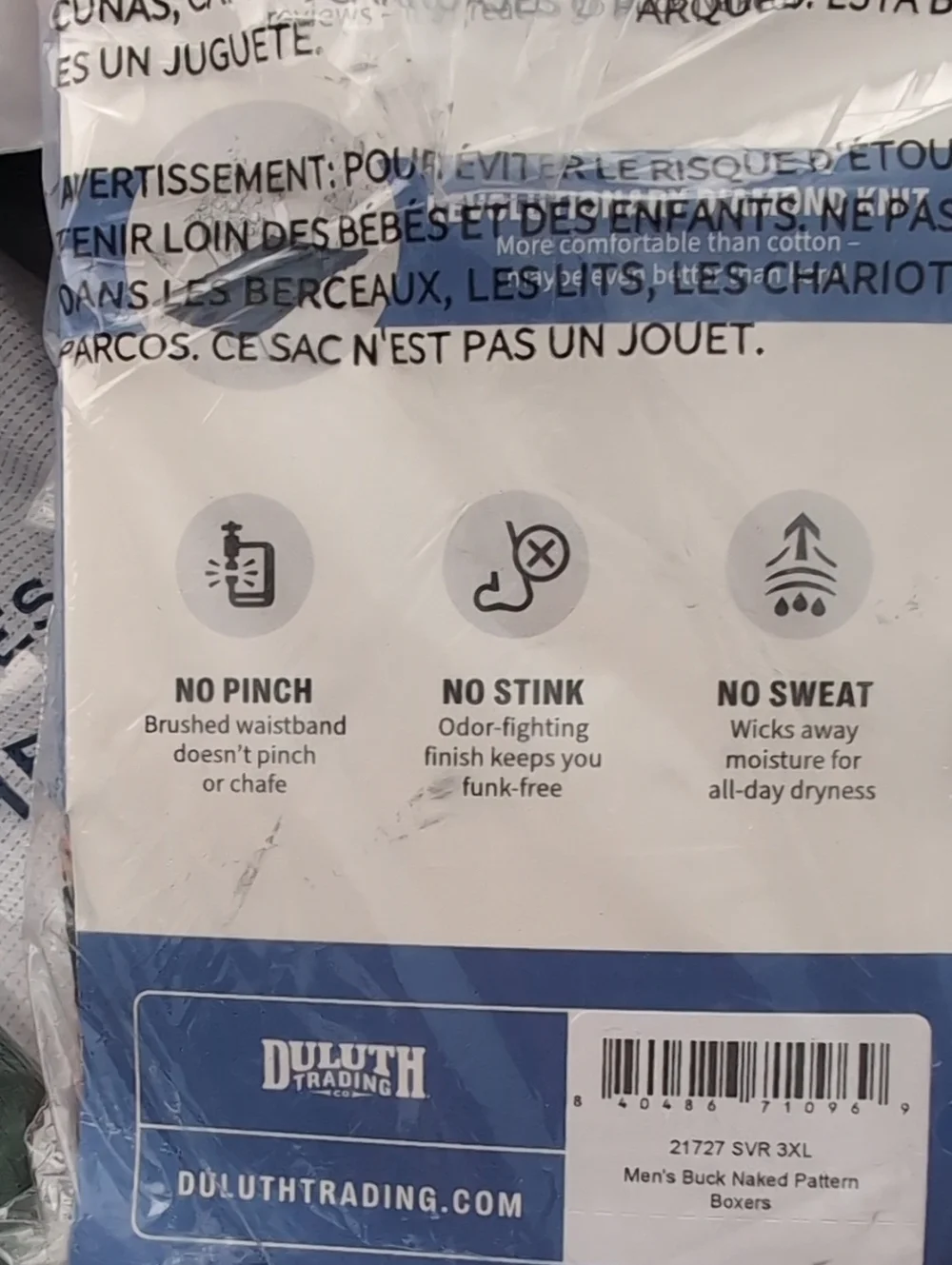 Duluth Trading Co Buck Naked Pattern Boxers- 3XL
